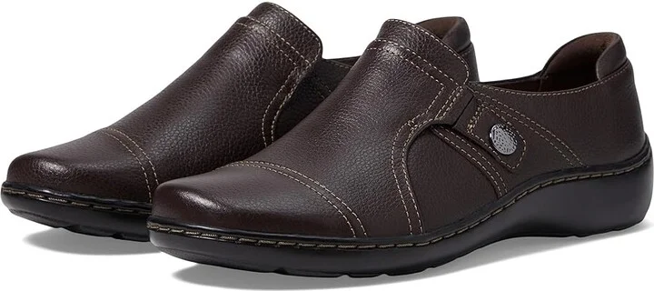 Clarks Cora Poppy Women's Shoes Dark Brown Tumbled Leather : 8 A - Narrow