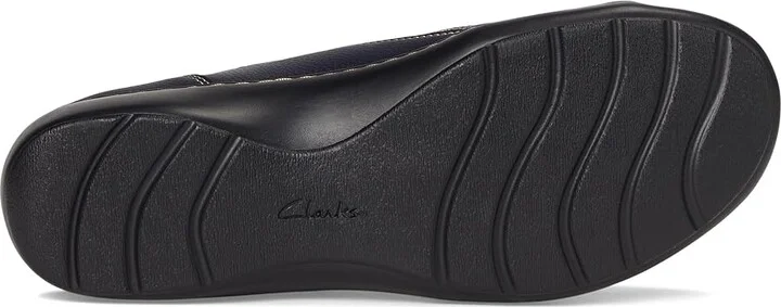 Clarks Cora Teresa Women's Flat Shoes Navy Tumbled Leather : 8 B - Medium - Image 3