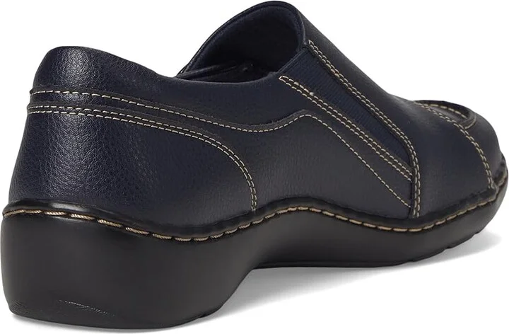Clarks Cora Teresa Women's Flat Shoes Navy Tumbled Leather : 8 B - Medium - Image 4
