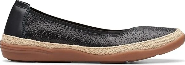 Clarks Elaina Rae Women's Flat Shoes Black Leather : 5.5 B - Medium, Leather/Rubber - Image 6