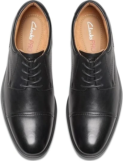 Clarks Eldredge Cap Men's Lace Up Wing Tip Shoes Black Leather : 10 D - Medium - Image 2