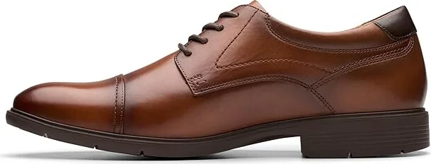 Clarks Eldredge Cap Men's Lace Up Wing Tip Shoes Dark Tan Leather : 7.5 D - Medium - Image 5