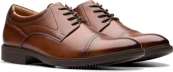 Clarks Eldredge Cap Men's Lace Up Wing Tip Shoes Dark Tan Leather : 7.5 D - Medium