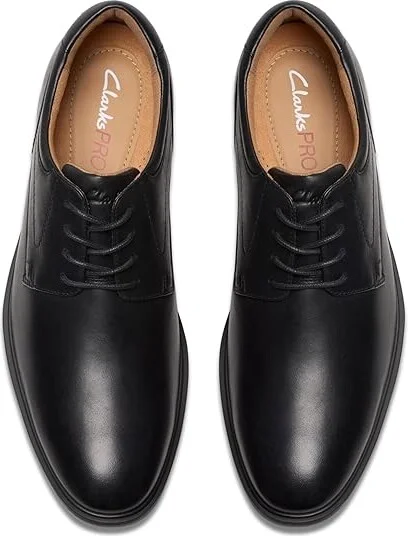 Clarks Eldredge Plain Men's Lace Up Wing Tip Shoes Black Leather : 8.5 EE - Wide - Image 2