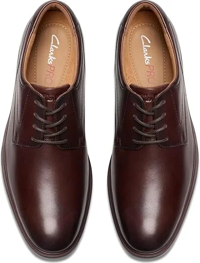 Clarks Eldredge Plain Men's Lace Up Wing Tip Shoes Dark Brown Leather : 13 D - Medium - Image 2