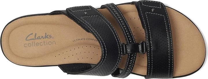 Clarks Elizabelle Ave Women's Sandals Black Leather : 8.5 D - Wide, Synthetic - Image 2