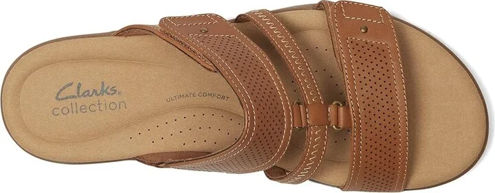 Clarks Elizabelle Ave Women's Sandals Tan Leather : 8.5 D - Wide, Synthetic - Image 2