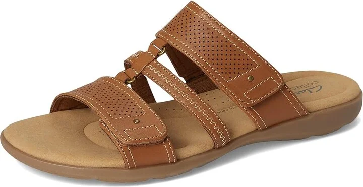 Clarks Elizabelle Ave Women's Sandals Tan Leather : 8.5 D - Wide, Synthetic - Image 5