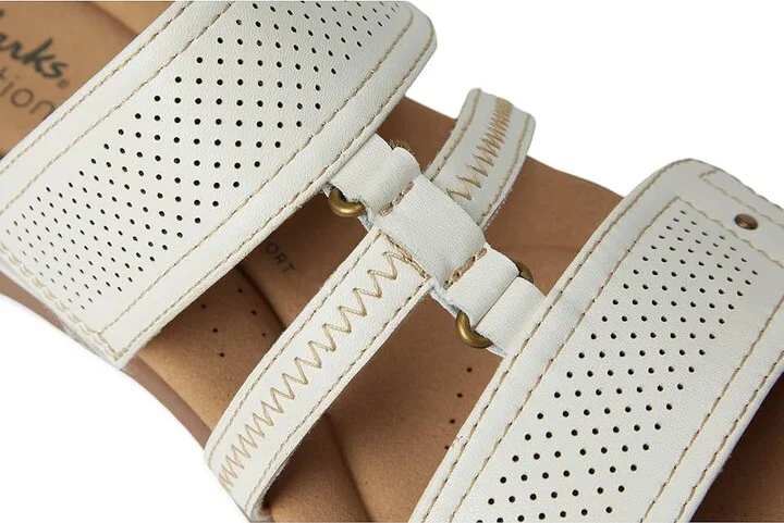 Clarks Elizabelle Ave Women's Sandals White Leather : 7.5 B - Medium, Synthetic - Image 7