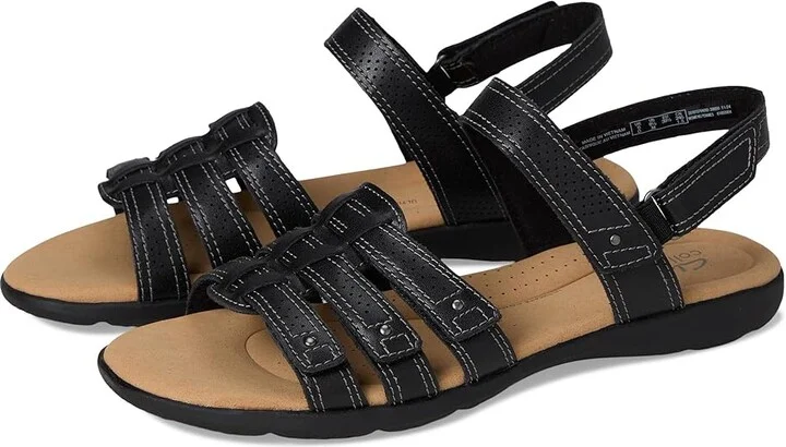 Clarks Elizabelle Kay Women's Flat Shoes Black Leather : 10 D - Wide, Leather/Rubber