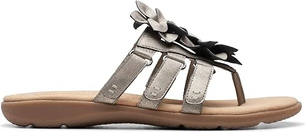 Clarks Elizabelle Mae Women's Sandals Pewter Metallic Synthetic : 8 B - Medium, Leather - Image 6