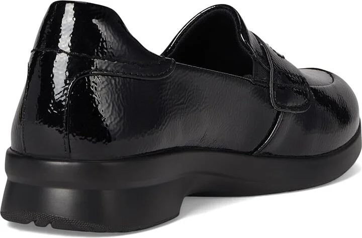 Clarks Ellowyn Penny Women's Flat Shoes Black Crinkle Patent Synthetic : 5 B - Medium, Leather - Image 4