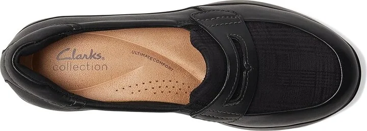 Clarks Ellowyn Penny Women's Flat Shoes Black Leather : 6.5 D - Wide - Image 2