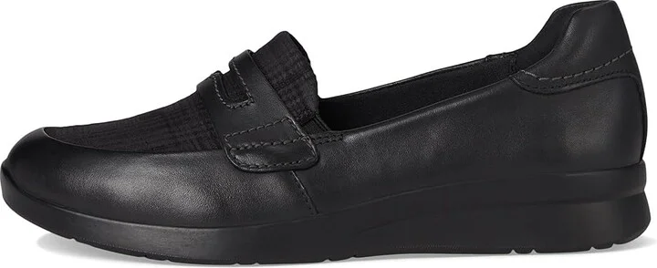 Clarks Ellowyn Penny Women's Flat Shoes Black Leather : 6.5 D - Wide - Image 6