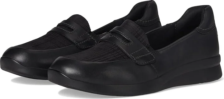 Clarks Ellowyn Penny Women's Flat Shoes Black Leather : 6.5 D - Wide