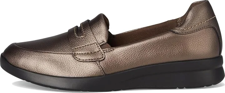 Clarks Ellowyn Penny Women's Flat Shoes Bronze Metallic Leather : 11 D - Wide - Image 6
