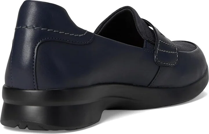 Clarks Ellowyn Penny Women's Flat Shoes Navy Leather : 9 D - Wide - Image 4
