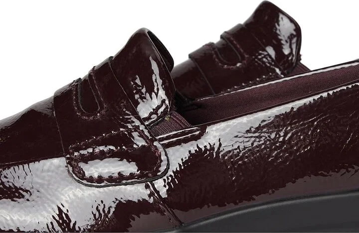 Clarks Ellowyn Penny Women's Flat Shoes Wine Crinkle Patent Synthetic : 12 B - Medium, Leather - Image 7