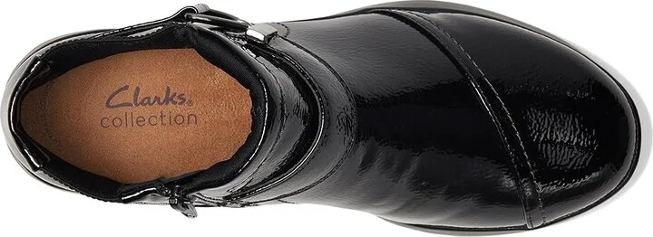 Clarks Ellowyn Strap Women's Boots Black Crinkle Patent Synthetic : 6 B - Medium - Image 2