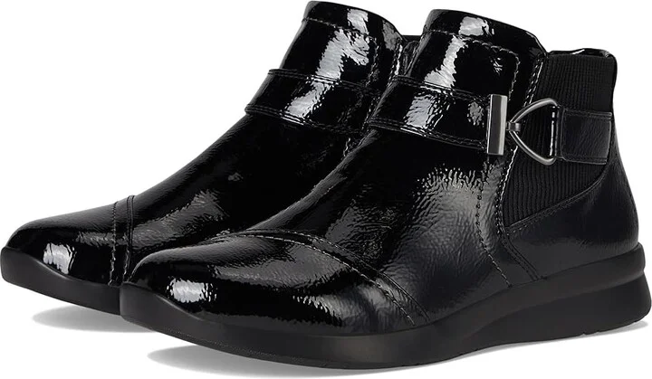 Clarks Ellowyn Strap Women's Boots Black Crinkle Patent Synthetic : 6 B - Medium