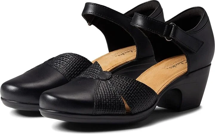 Clarks Emily Rae Women's Shoes Black Leather : 7.5 A - Narrow