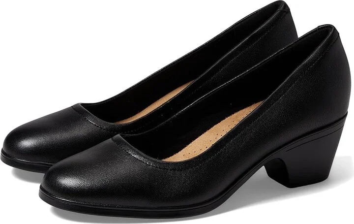 Clarks Emily2 Ruby High Women's Heels Black Leather : 7 B - Medium