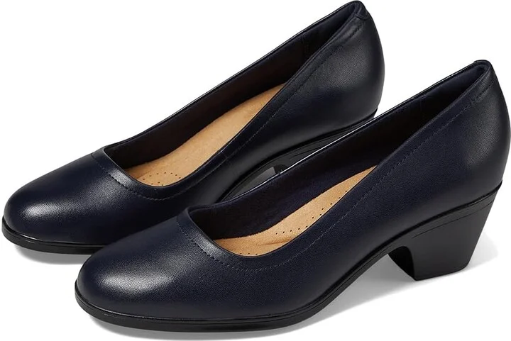 Clarks Emily2 Ruby High Women's Heels Navy Leather : 7.5 D - Wide