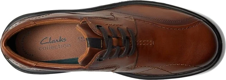 Clarks Gessler Lace Men's Shoes Dark Tan Leather : 7 D - Medium - Image 2