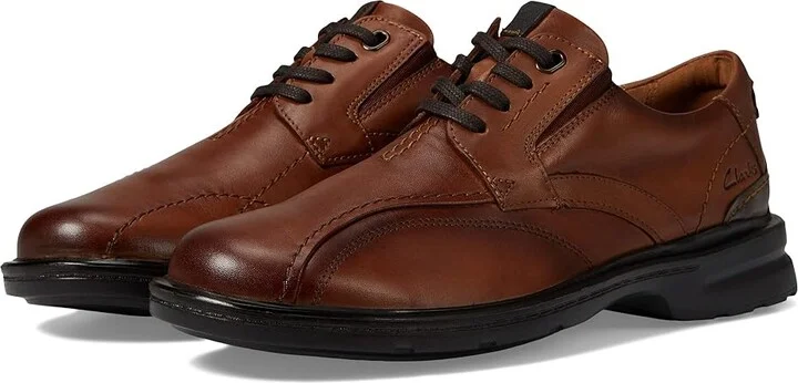 Clarks Gessler Lace Men's Shoes Dark Tan Leather : 7 D - Medium