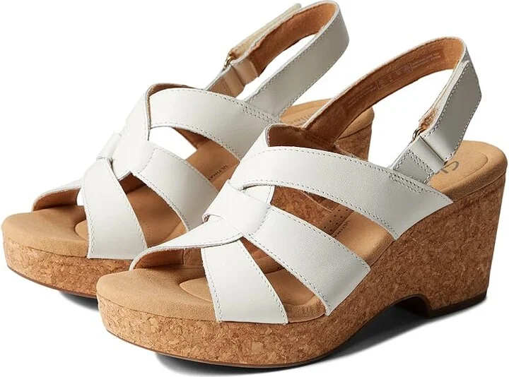 Clarks Giselle Beach Women's Shoes White Leather : 7 B - Medium