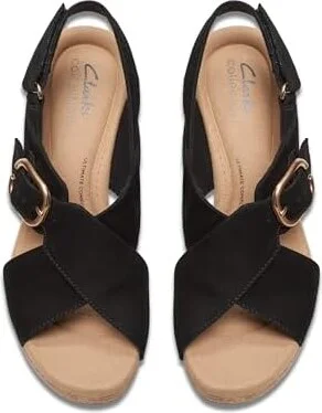 Clarks Giselle Dove Women's Sandals Black Nubuck : 12 B - Medium, Leather/Rubber - Image 2