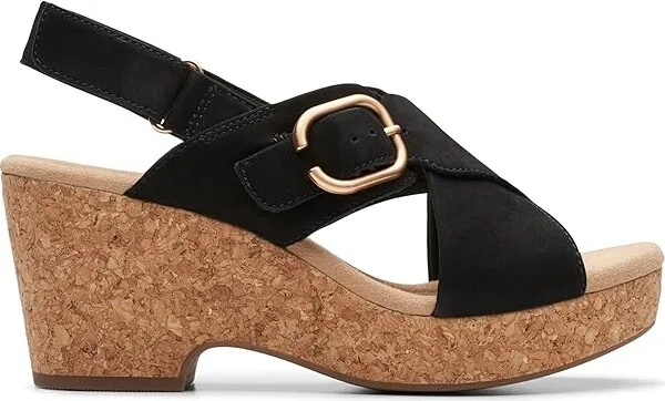 Clarks Giselle Dove Women's Sandals Black Nubuck : 12 B - Medium, Leather/Rubber - Image 6