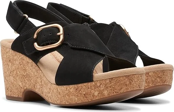 Clarks Giselle Dove Women's Sandals Black Nubuck : 12 B - Medium, Leather/Rubber