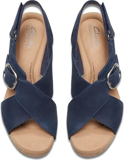Clarks Giselle Dove Women's Sandals Navy Nubuck : 8.5 B - Medium, Leather/Rubber - Image 2