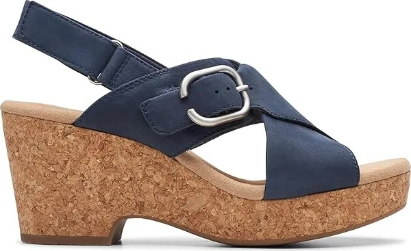 Clarks Giselle Dove Women's Sandals Navy Nubuck : 8.5 B - Medium, Leather/Rubber - Image 6