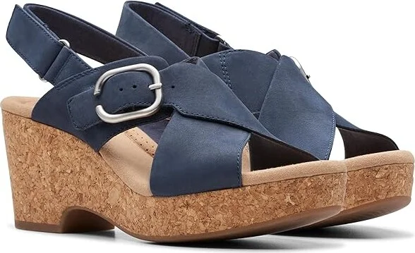 Clarks Giselle Dove Women's Sandals Navy Nubuck : 8.5 B - Medium, Leather/Rubber