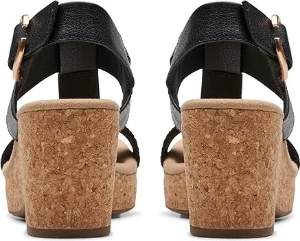 Clarks Giselle Style Women's Sandals Black Leather : 9 D - Wide, Leather/Rubber - Image 4