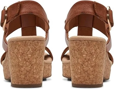 Clarks Giselle Style Women's Sandals Tan Leather : 10 B - Medium, Leather/Rubber - Image 4