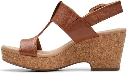 Clarks Giselle Style Women's Sandals Tan Leather : 10 B - Medium, Leather/Rubber - Image 5