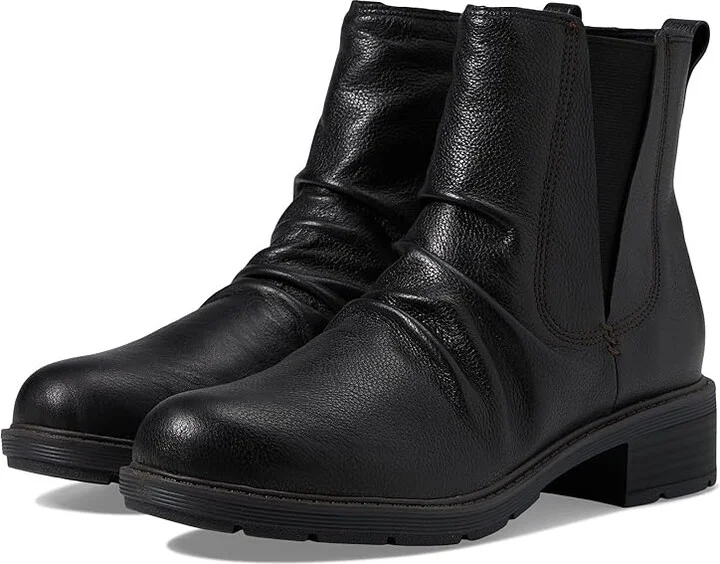 Clarks Hearth Rose Women's Boots Black Leather : 6 D - Wide