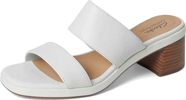 Clarks Jaylan Dusk Women's Sandals White Leather : 9.5 B - Medium, Leather/Rubber - Image 5