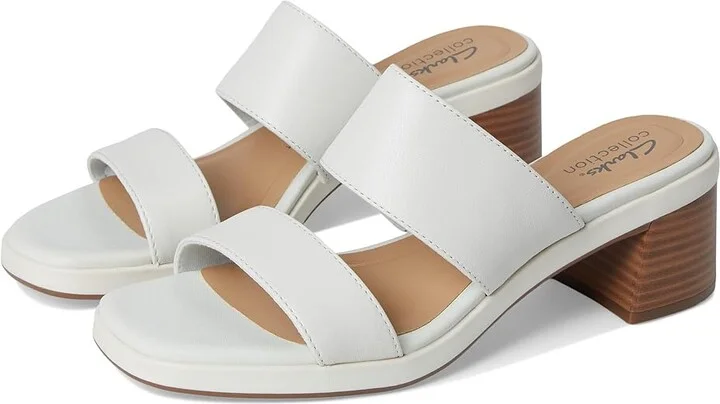 Clarks Jaylan Dusk Women's Sandals White Leather : 9.5 B - Medium, Leather/Rubber