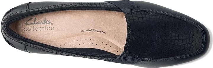 Clarks Juliet Beat Women's Flat Shoes Navy Leather : 6.5 B - Medium - Image 2