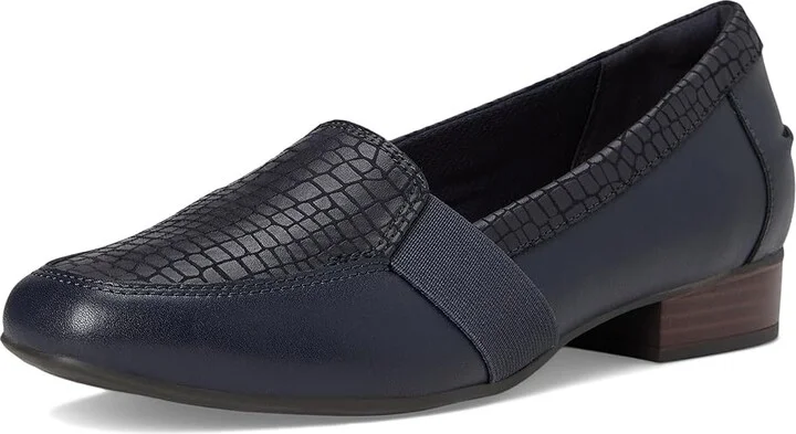 Clarks Juliet Beat Women's Flat Shoes Navy Leather : 6.5 B - Medium - Image 5