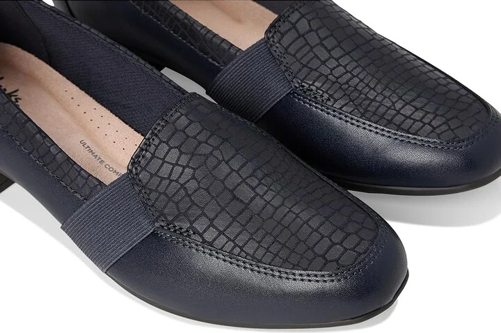 Clarks Juliet Beat Women's Flat Shoes Navy Leather : 6.5 B - Medium - Image 7