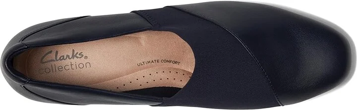 Clarks Juliet Gem High Women's Heels Navy Leather : 7.5 B - Medium, Leather/Rubber - Image 2