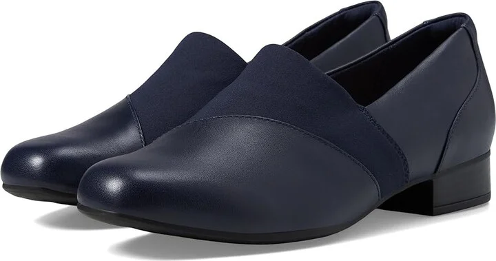 Clarks Juliet Gem High Women's Heels Navy Leather : 7.5 B - Medium, Leather/Rubber