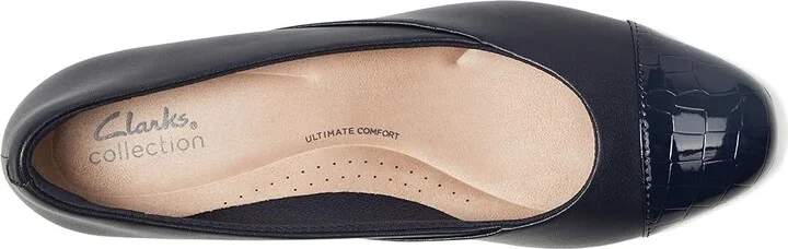 Clarks Juliet Rise Women's Slip-on Dress Shoes Navy Leather : 6.5 D - Wide - Image 2