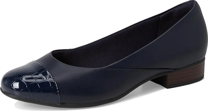 Clarks Juliet Rise Women's Slip-on Dress Shoes Navy Leather : 6.5 D - Wide - Image 5