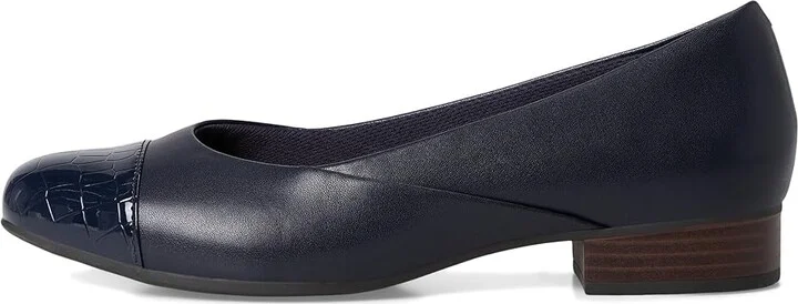 Clarks Juliet Rise Women's Slip-on Dress Shoes Navy Leather : 6.5 D - Wide - Image 6